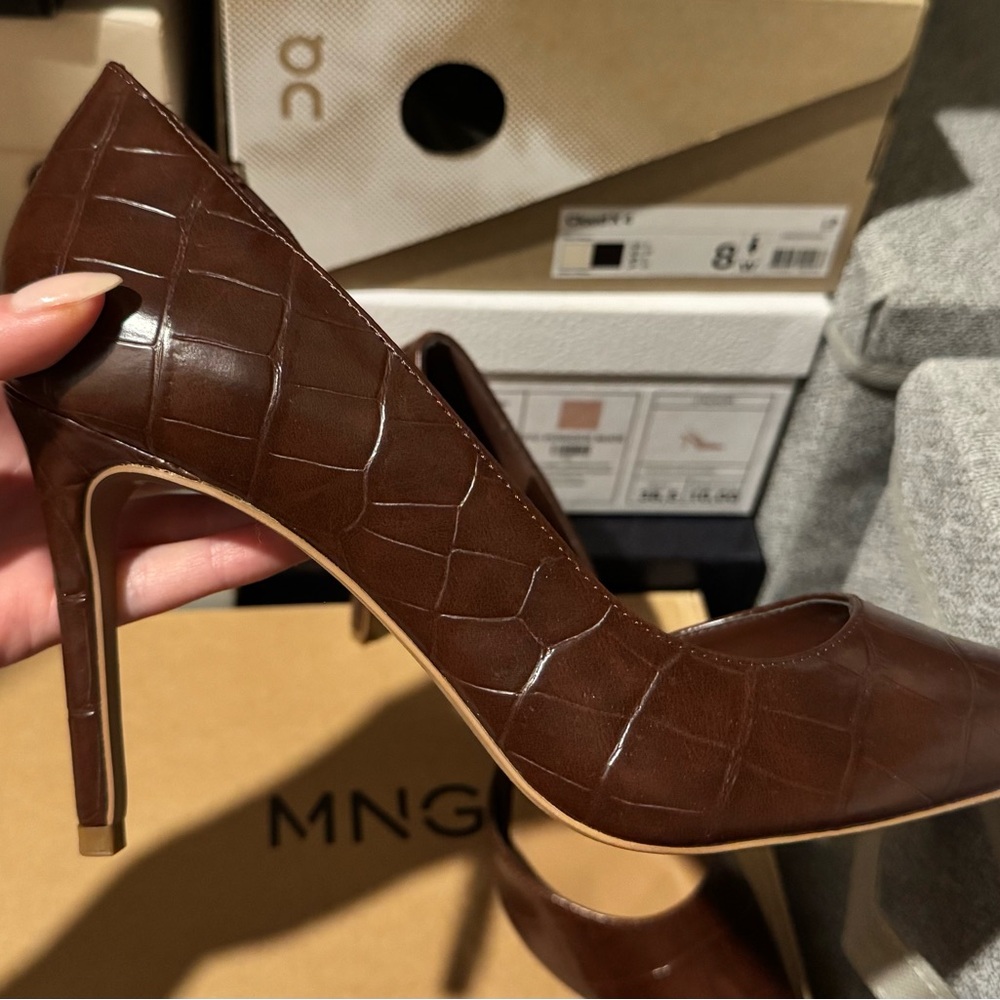 Mango Chocolate Croc-Patterned Heels